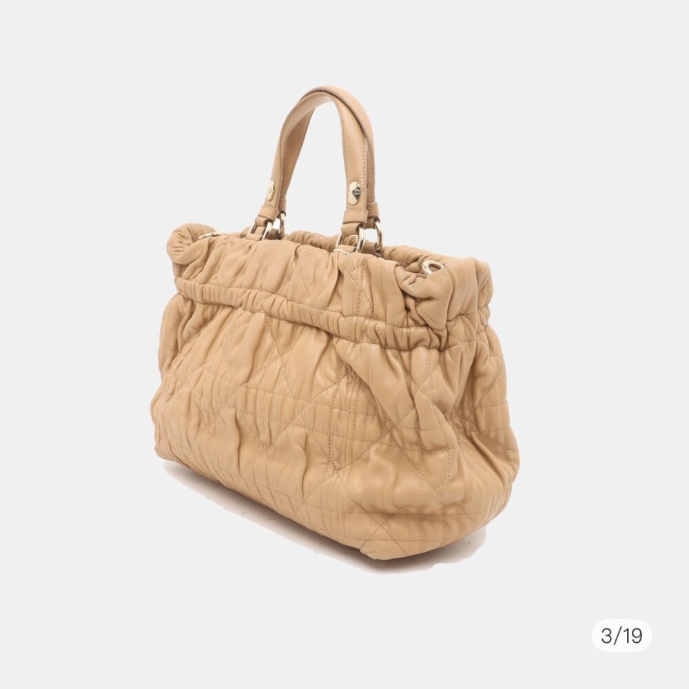 Christian Dior  Gaufre Lambskin Cannage Delices Tote Beige