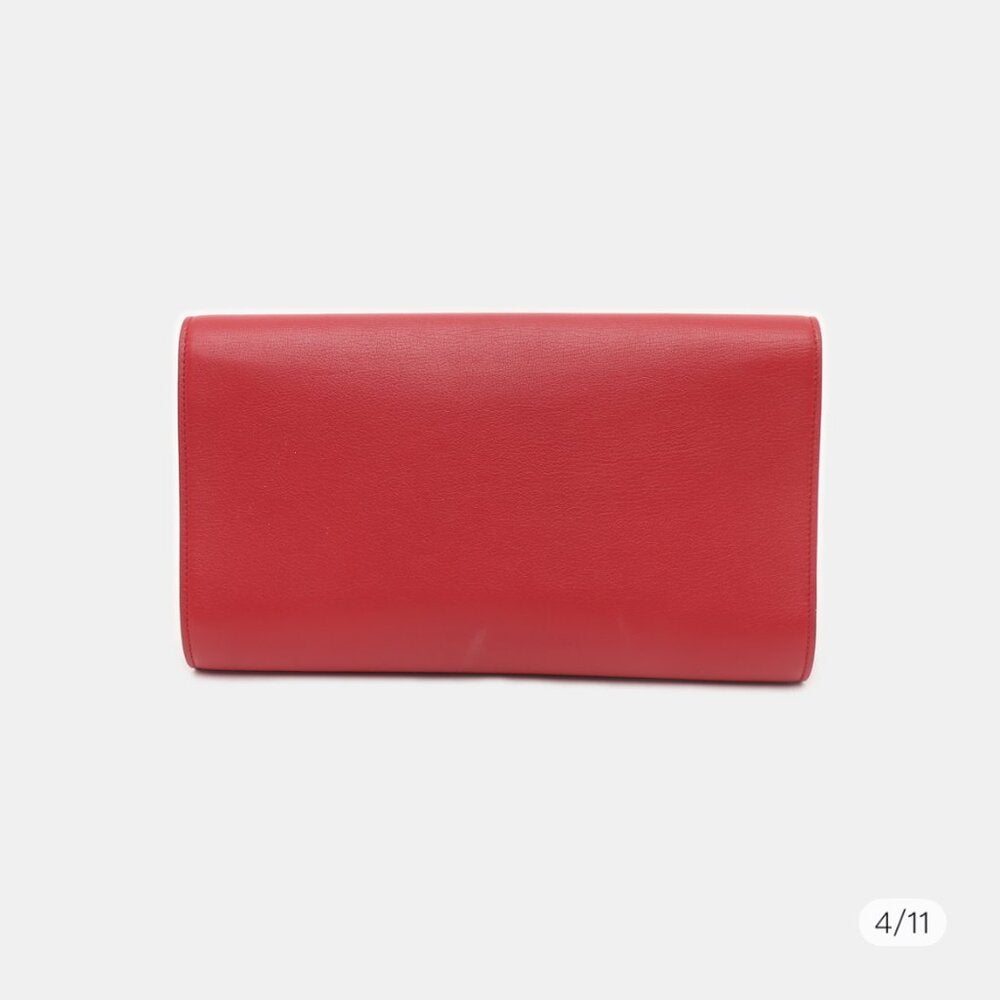 Yves Saint Laurent Red Leather Belle De Jour Flap Clutch