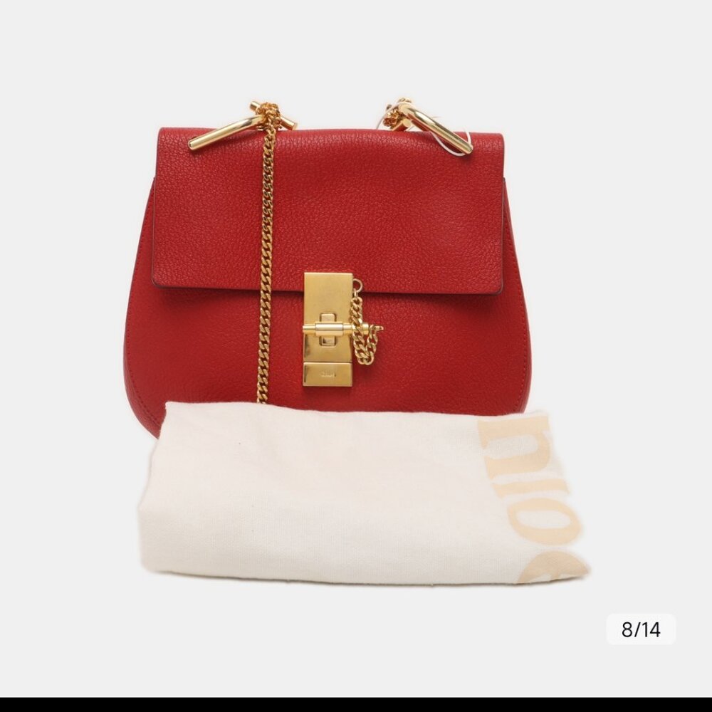 Chloe Red Pebbled Leather Small Drew Bag