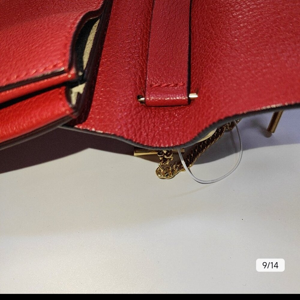 Chloe Red Pebbled Leather Small Drew Bag