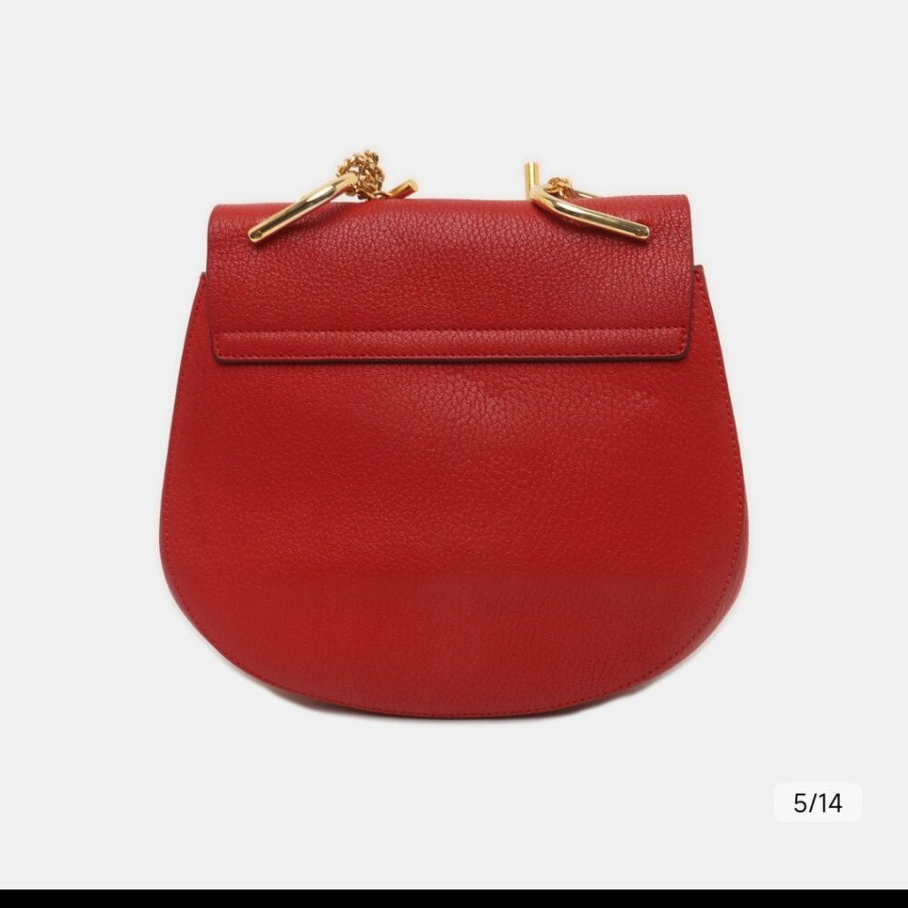 Chloe Red Pebbled Leather Small Drew Bag