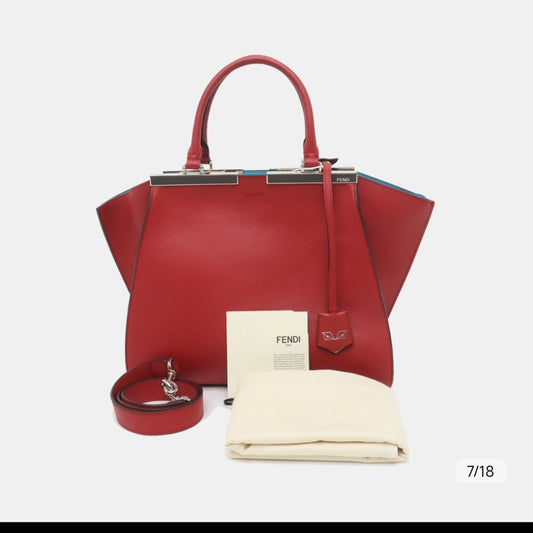 Fendi Red Leather 3Jours Tote Bag