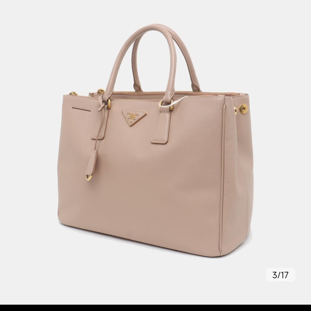 Prada Light Pink Saffiano Lux Leather Small Middle Zip Tote