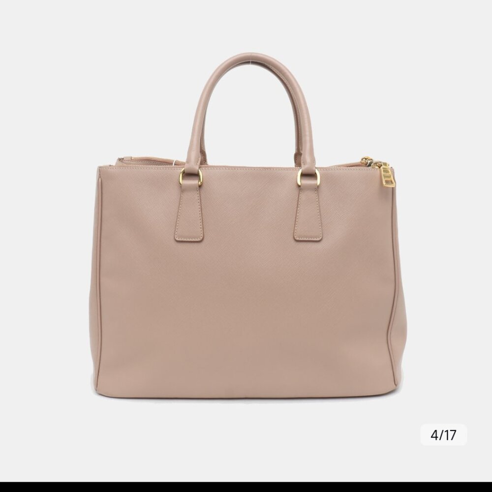 Prada Light Pink Saffiano Lux Leather Small Middle Zip Tote