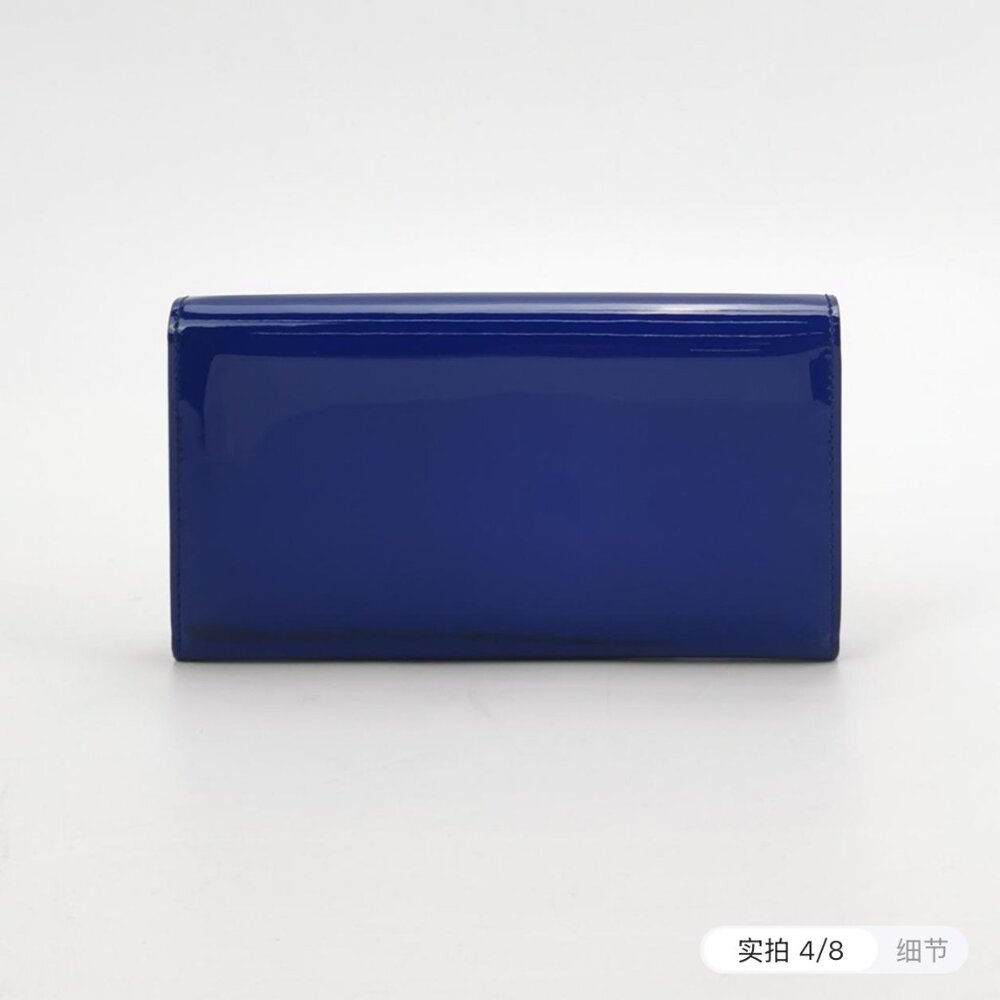 Gucci Blue Patent Leather Horsebit Continental Wallet