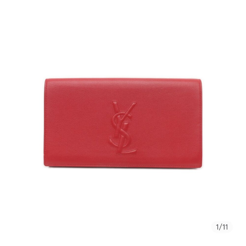 Yves Saint Laurent Red Leather Belle De Jour Flap Clutch