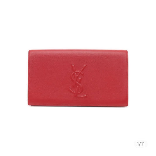 Yves Saint Laurent Red Leather Belle De Jour Flap Clutch