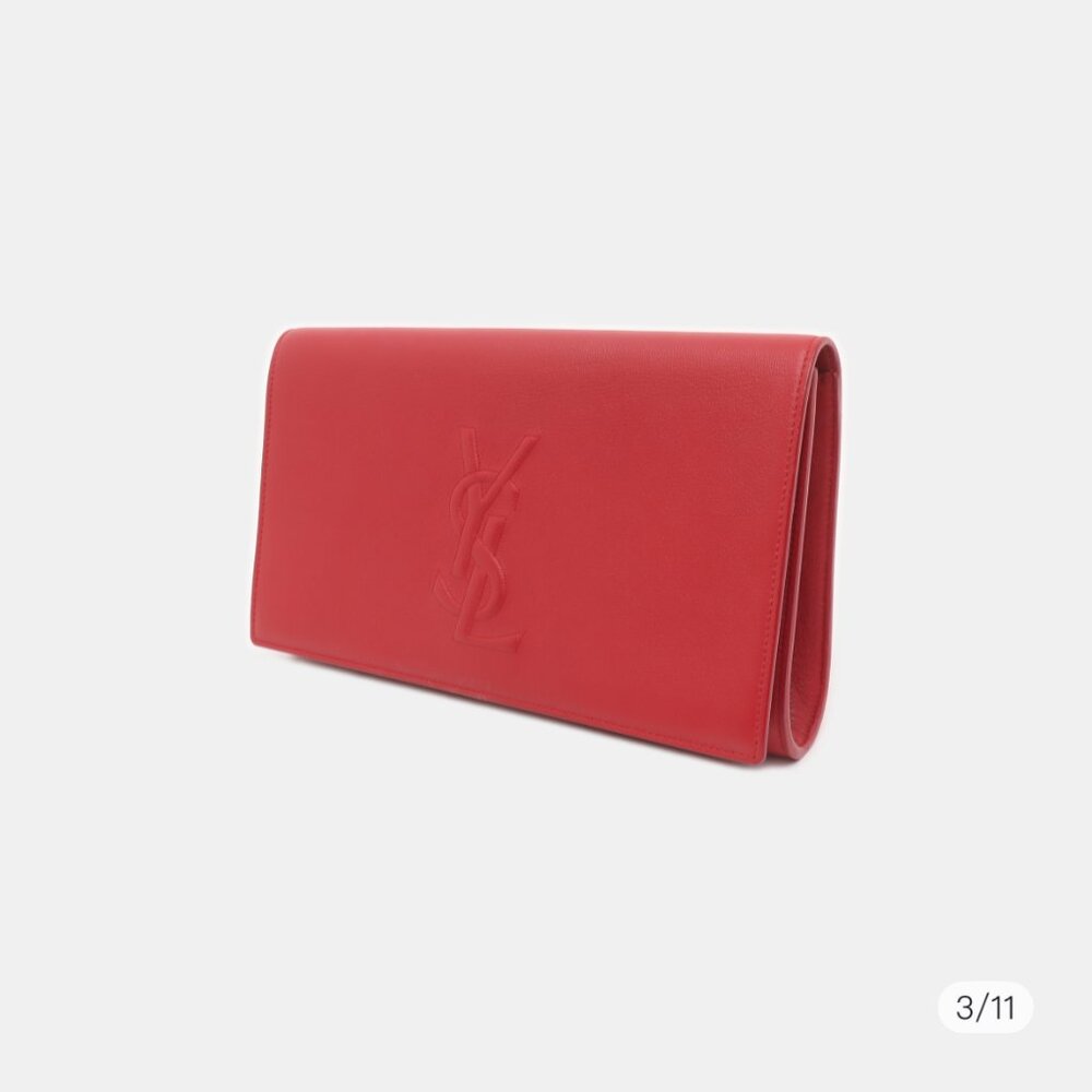 Yves Saint Laurent Red Leather Belle De Jour Flap Clutch