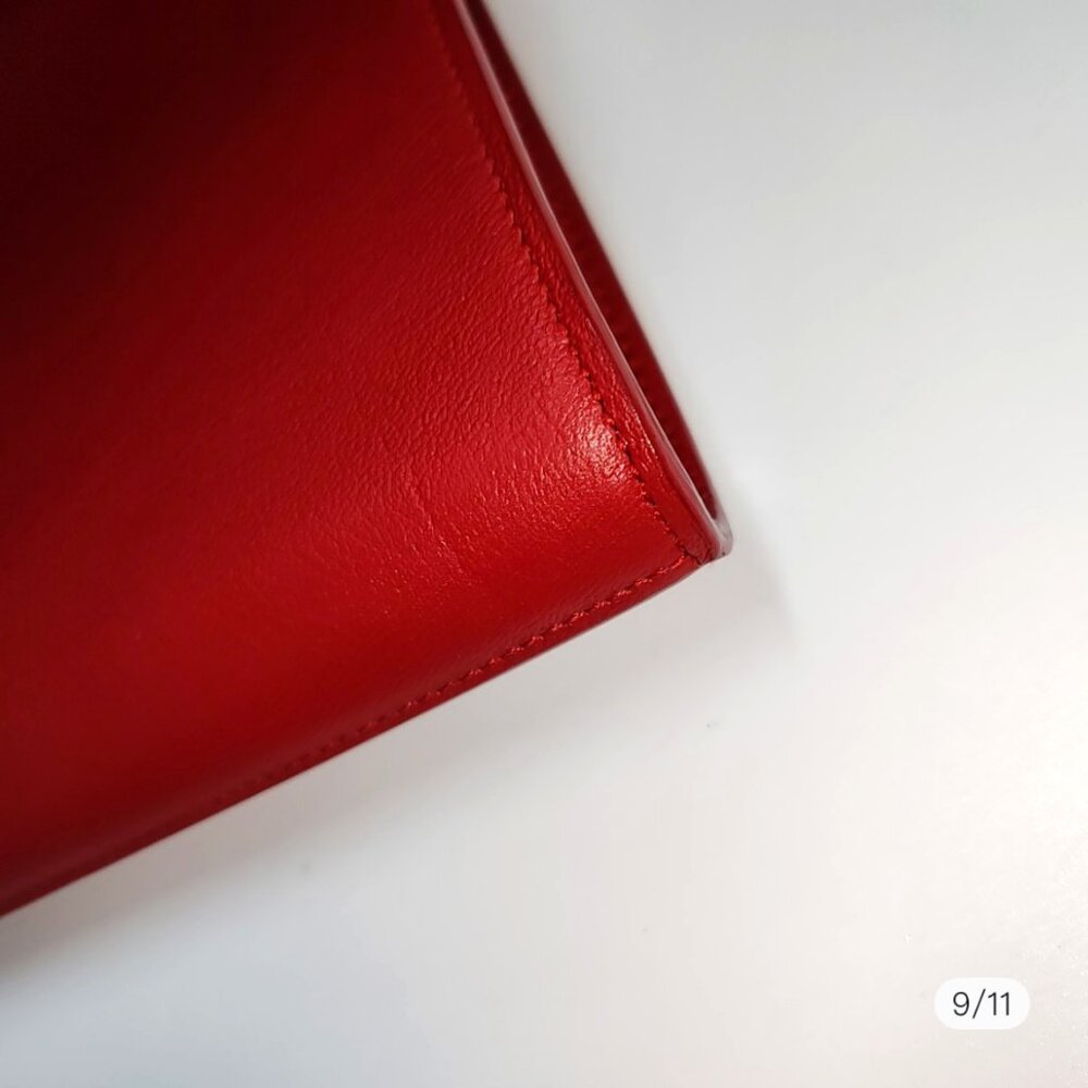 Yves Saint Laurent Red Leather Belle De Jour Flap Clutch