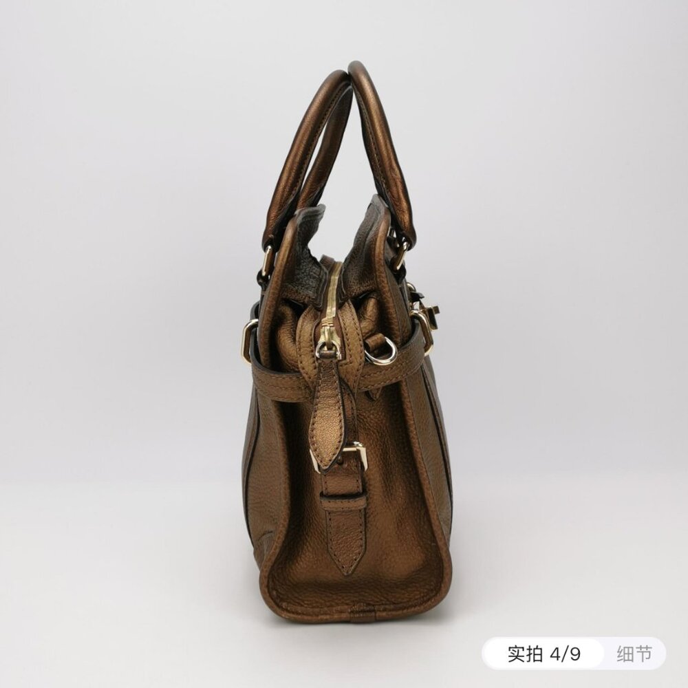 Burberry Metallic Brown Leather Top Handle Bag