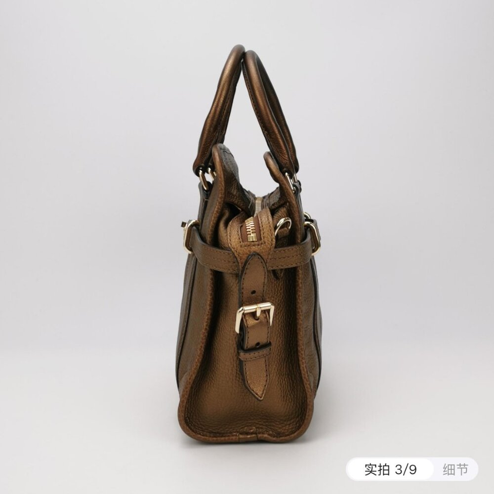 Burberry Metallic Brown Leather Top Handle Bag