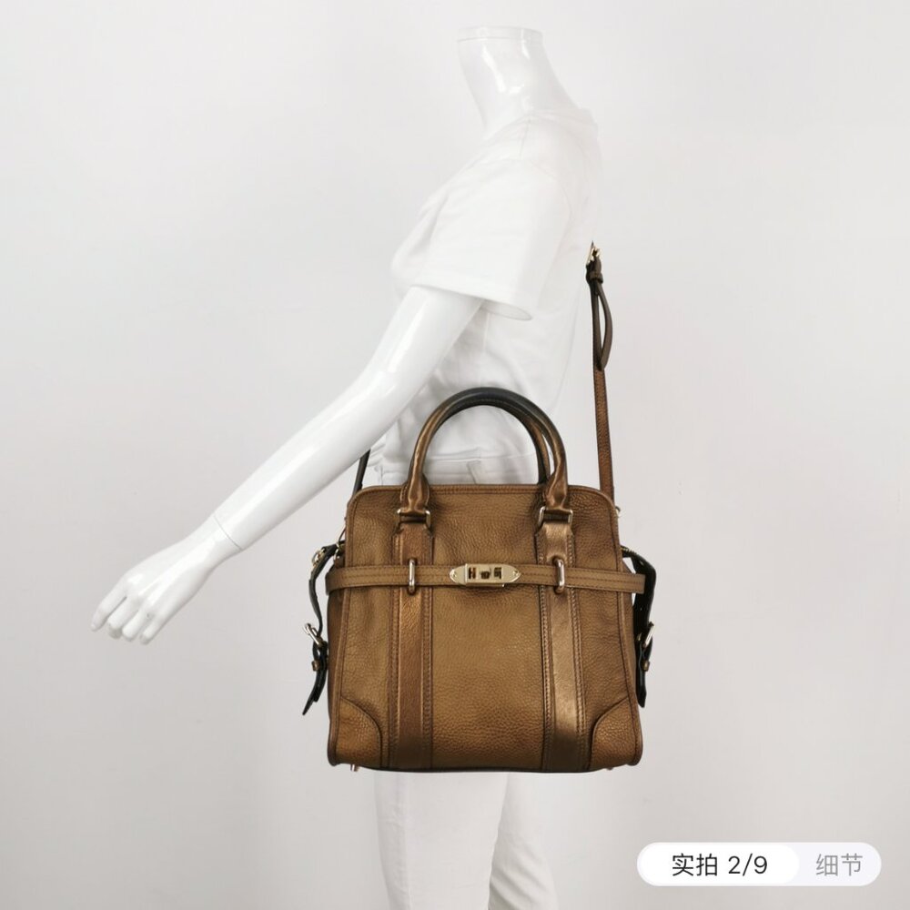 Burberry Metallic Brown Leather Top Handle Bag