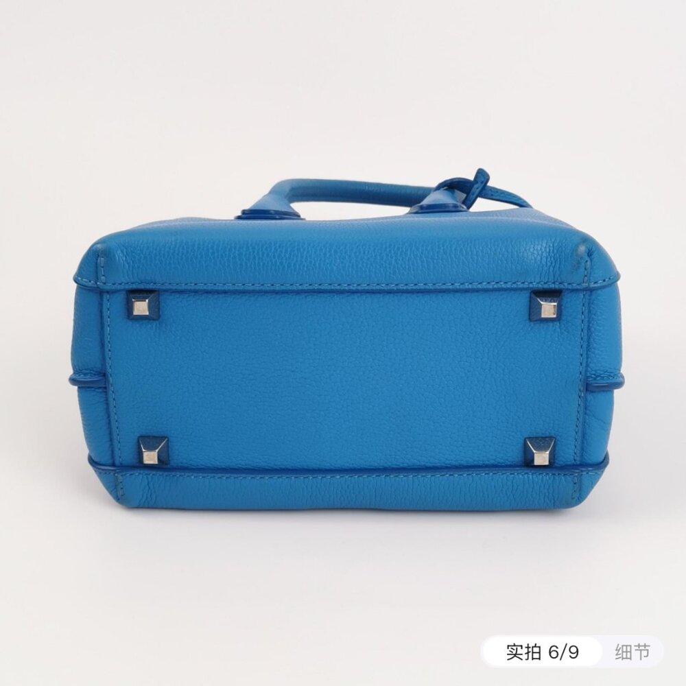 MCM  Grained Calfskin X-Mini Milla Tote Tile Blue