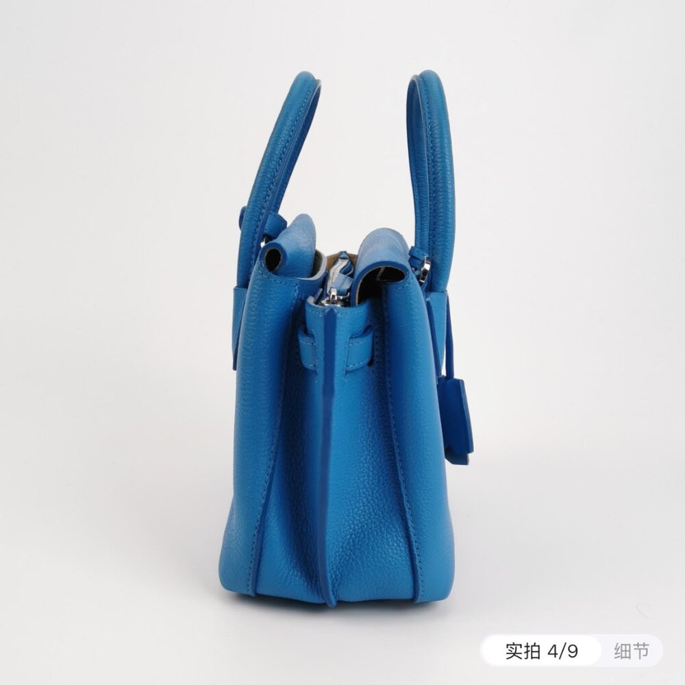 MCM  Grained Calfskin X-Mini Milla Tote Tile Blue