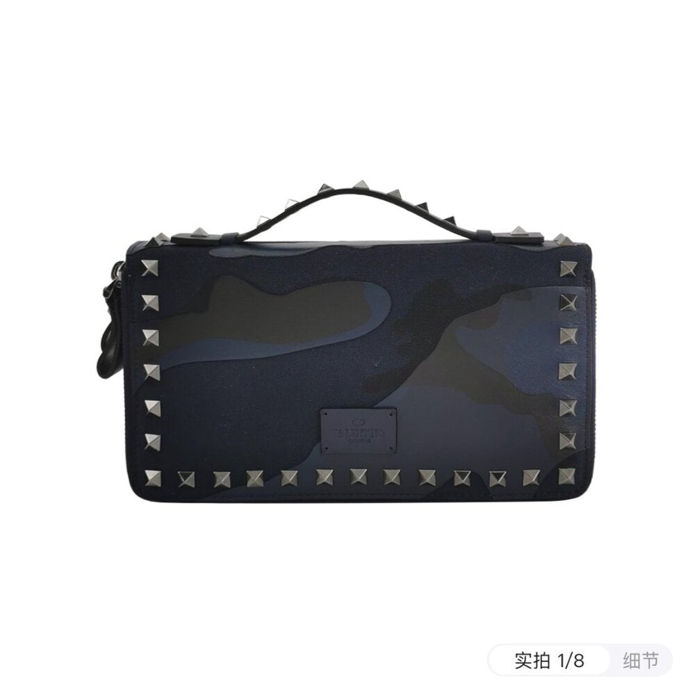 Valentino Garavani Studded Camo-Print Travel Wallet