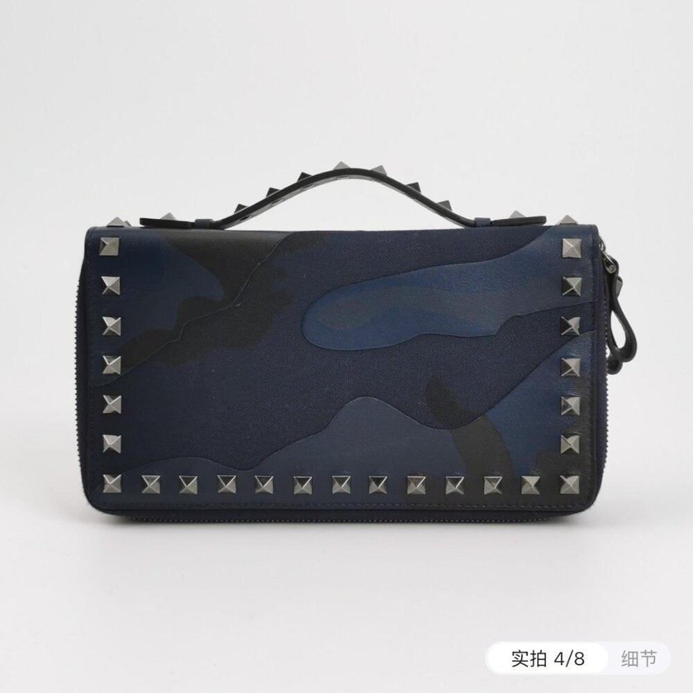 Valentino Garavani Studded Camo-Print Travel Wallet