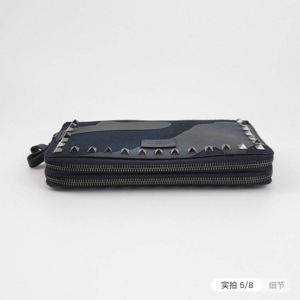 Valentino Garavani Studded Camo-Print Travel Wallet