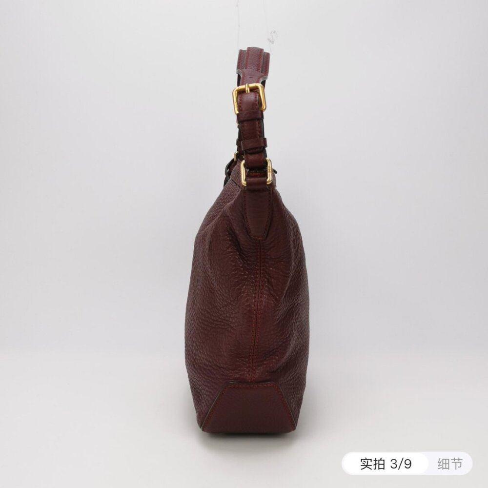 MCM LEATHER SHOULDER BAG AUBERINE