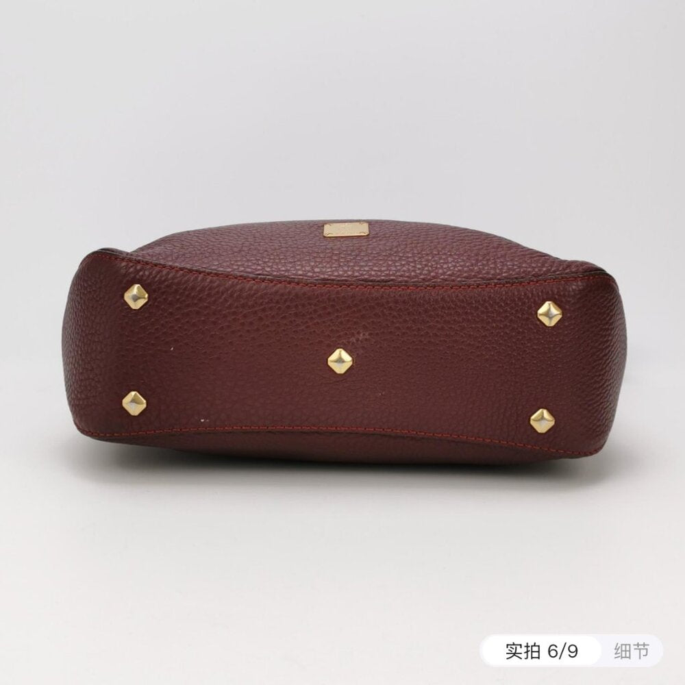 MCM LEATHER SHOULDER BAG AUBERINE