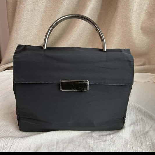 PRADA Hand Bag Nylon Black Auth