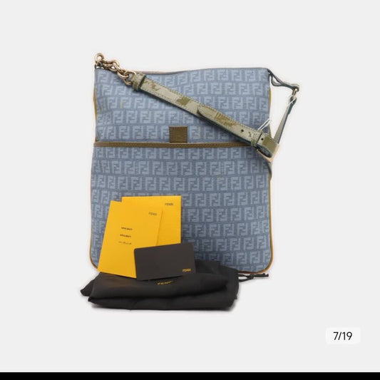 Fendi Blue Monogram Messenger Crossbody Bag