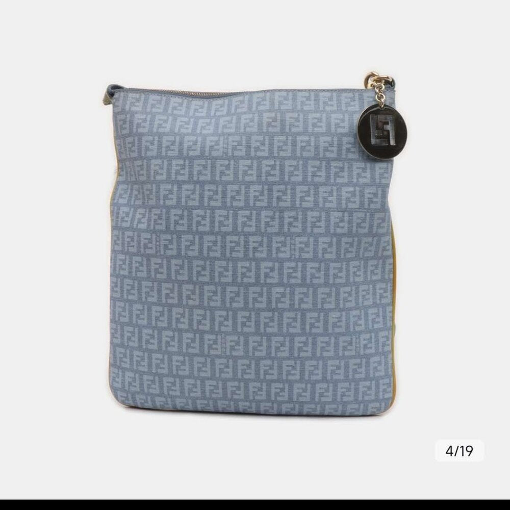 Fendi Blue Monogram Messenger Crossbody Bag