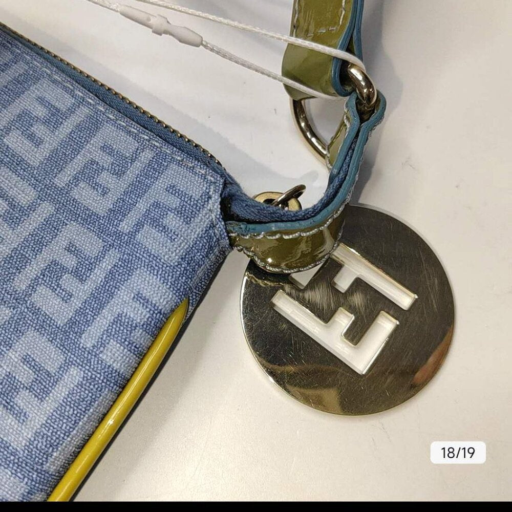 Fendi Blue Monogram Messenger Crossbody Bag