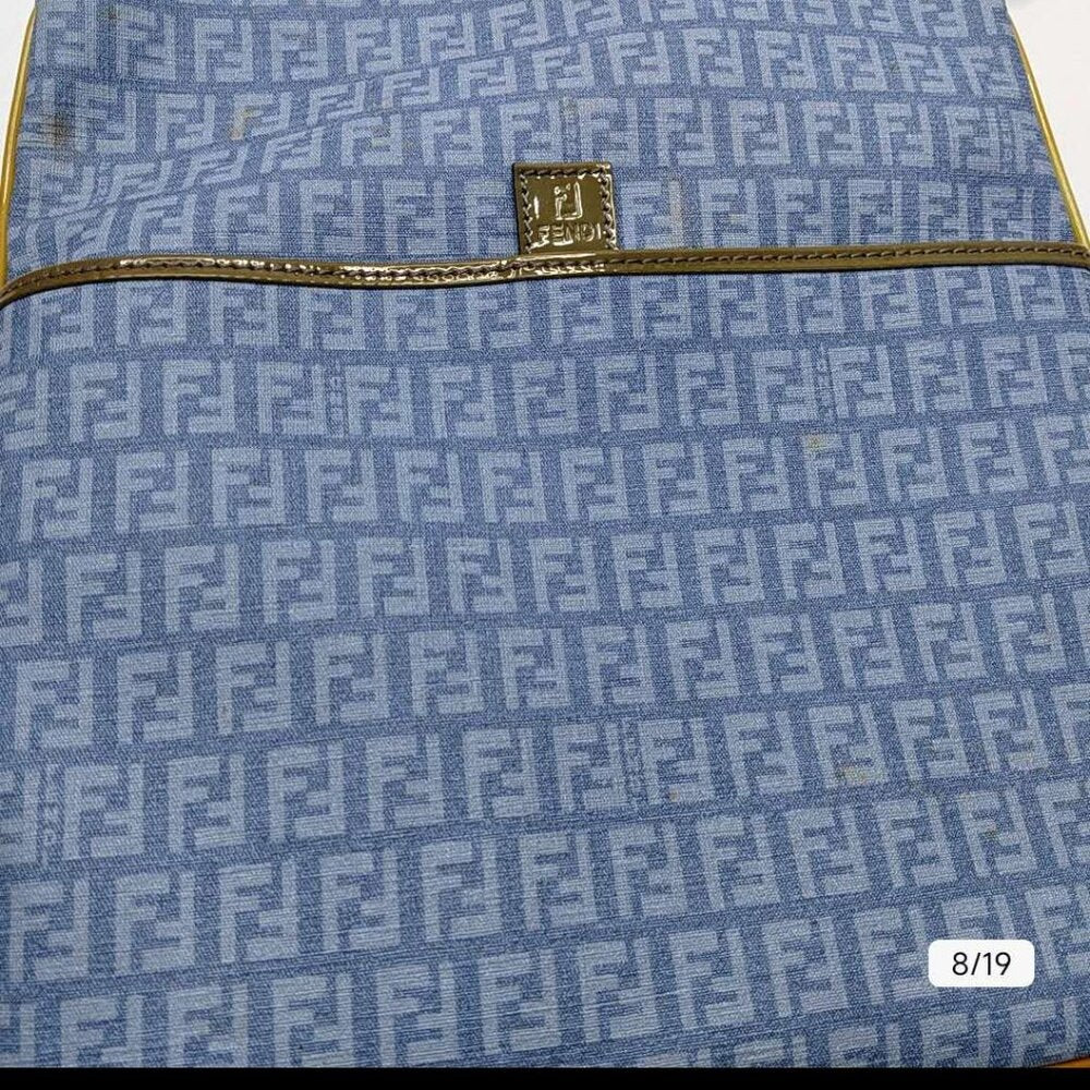 Fendi Blue Monogram Messenger Crossbody Bag