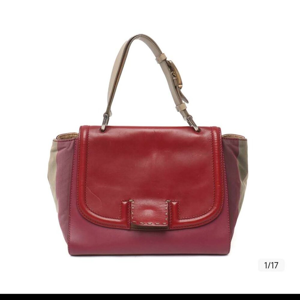 Fendi Pequin Trimmed Silvana Satchel w/ Strap