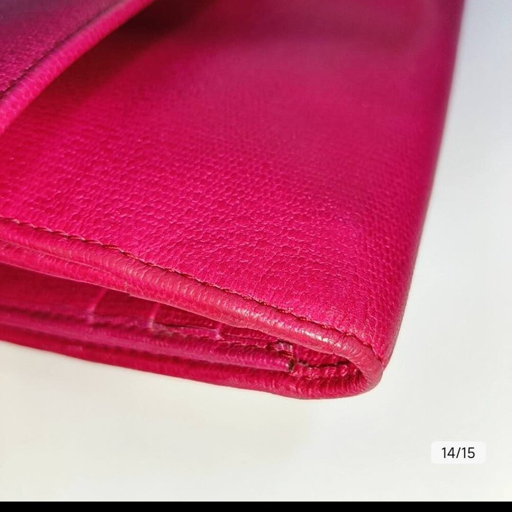 Saint Laurent  Calfskin Classic Y Ligne Wallet Fuchsia