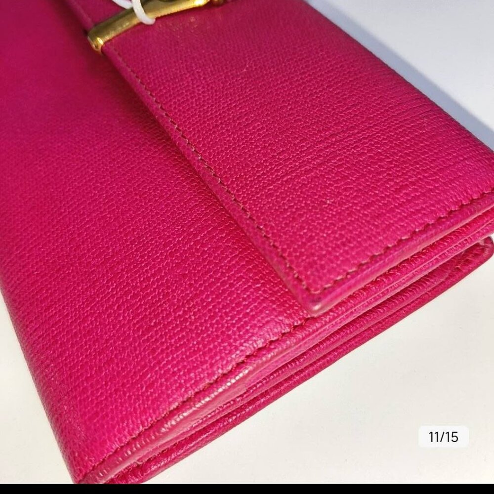 Saint Laurent  Calfskin Classic Y Ligne Wallet Fuchsia