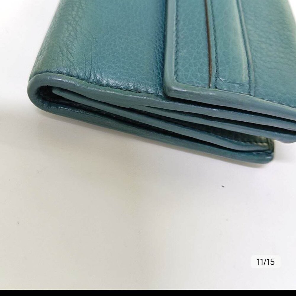 Gucci Blue Leather Belt Motif Continental Wallet