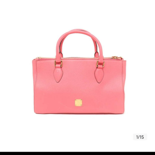 MCM Pink Leather Boston Bag