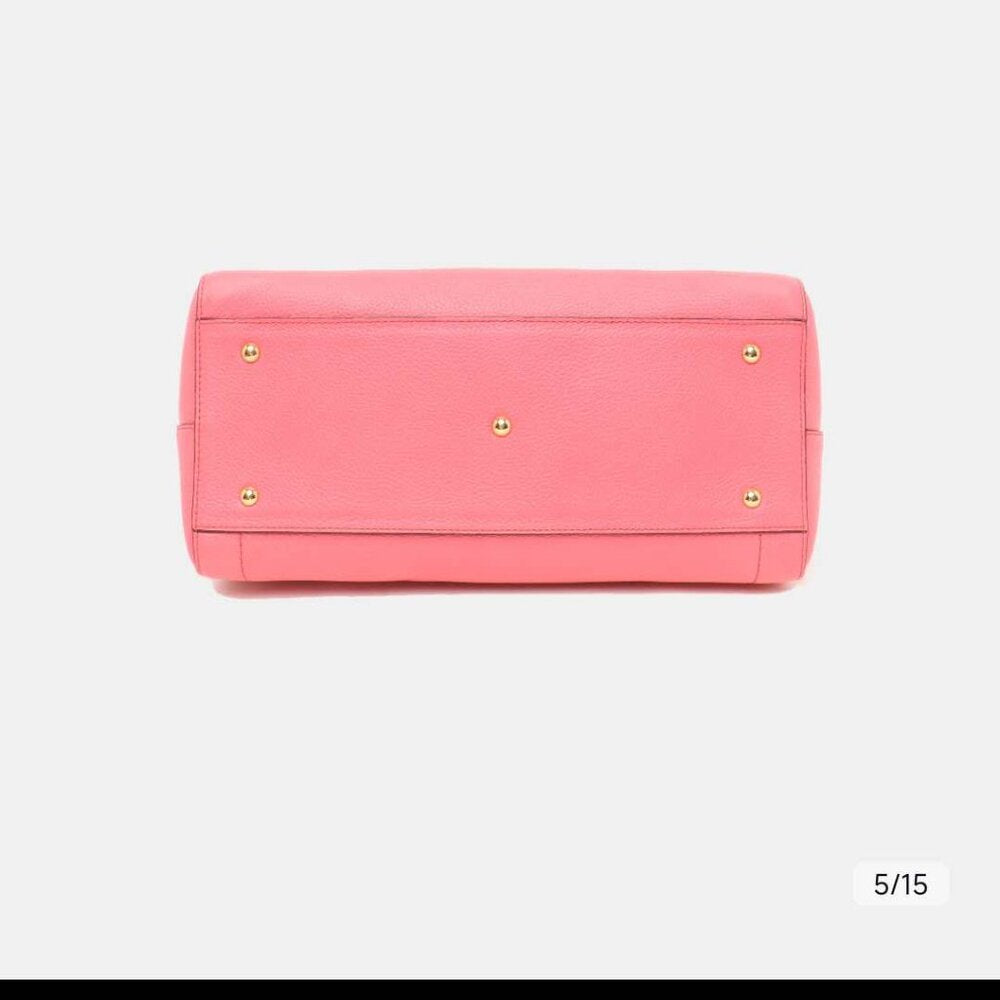 MCM Pink Leather Boston Bag