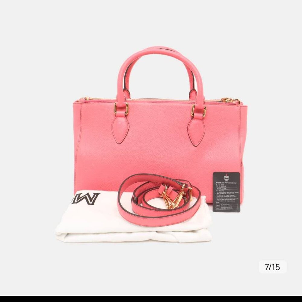 MCM Pink Leather Boston Bag