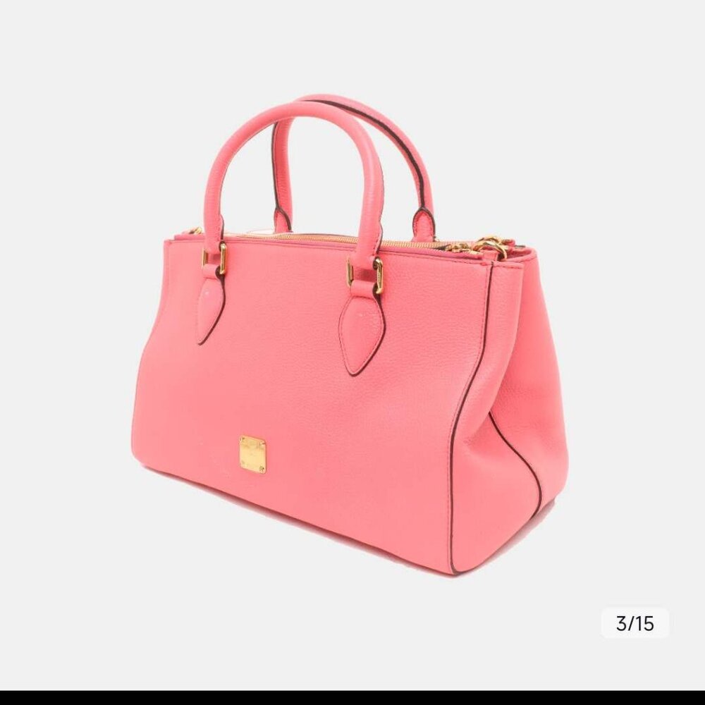 MCM Pink Leather Boston Bag