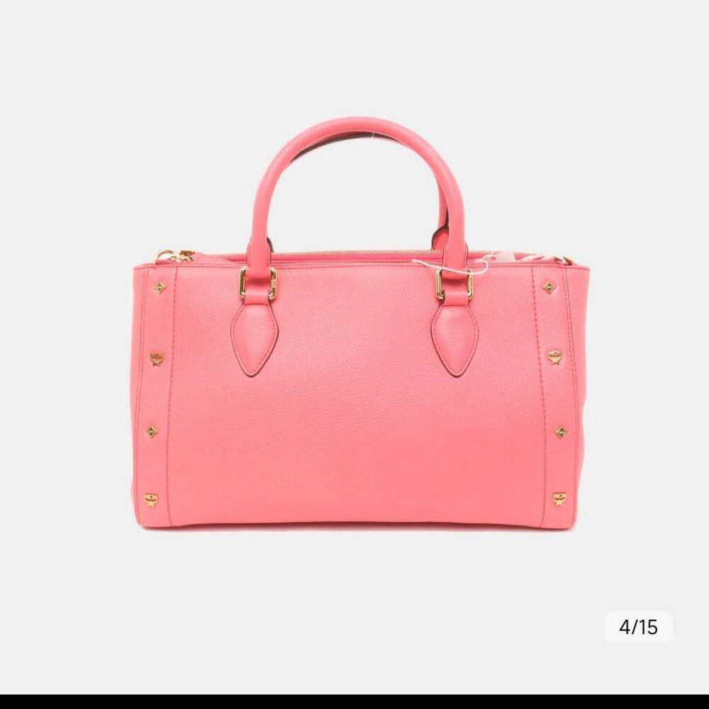 MCM Pink Leather Boston Bag