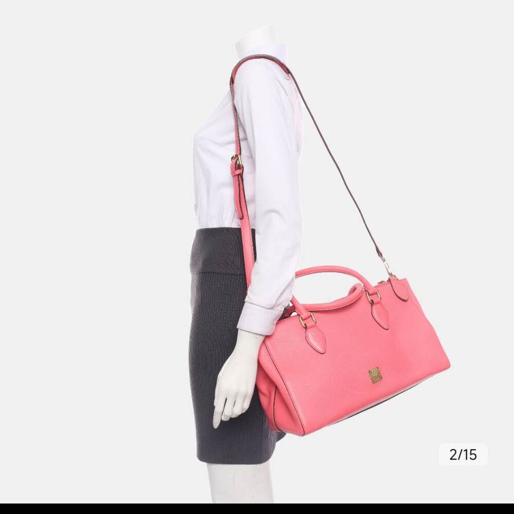 MCM Pink Leather Boston Bag