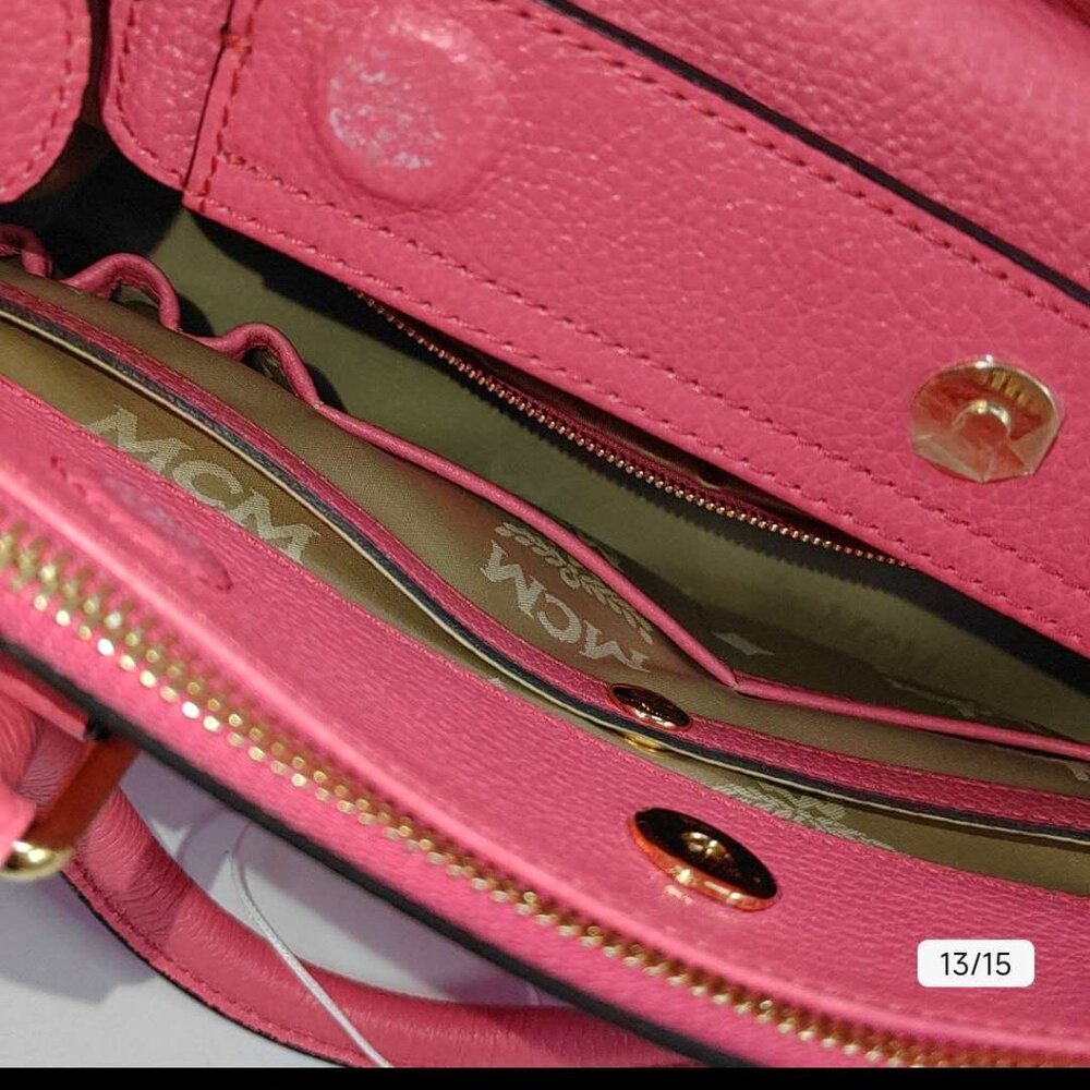 MCM Pink Leather Boston Bag