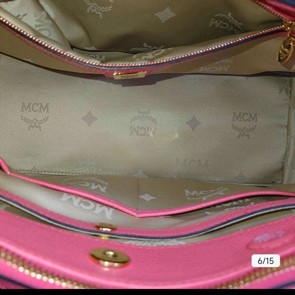 MCM Pink Leather Boston Bag