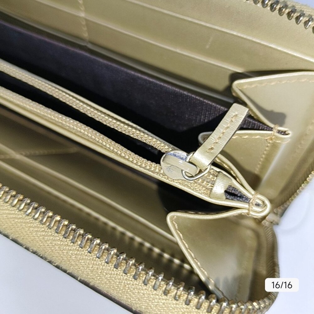 Gucci Metallic Beige Microguccissima Leather Bow Zip Around Wallet