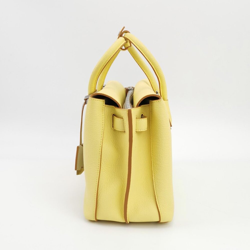 MCM Yellow Leather Medium Milla Top Handle Bag