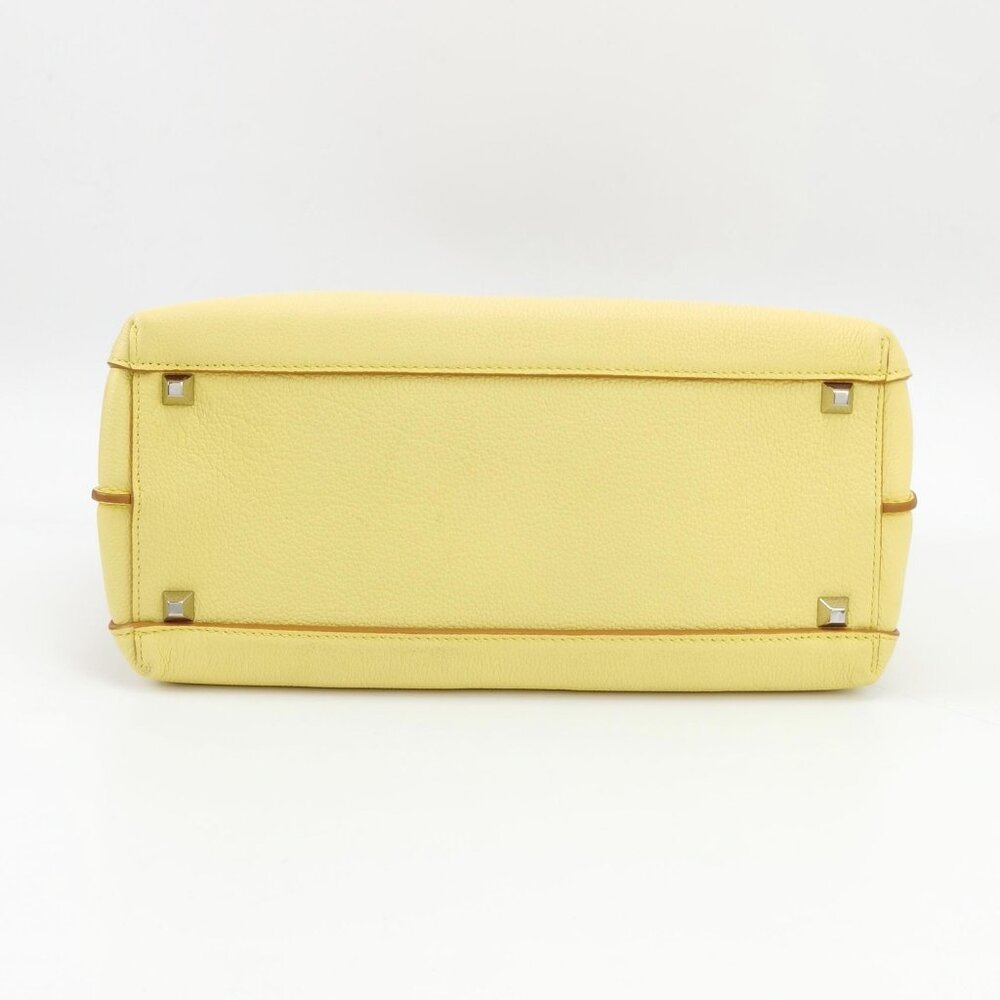 MCM Yellow Leather Medium Milla Top Handle Bag