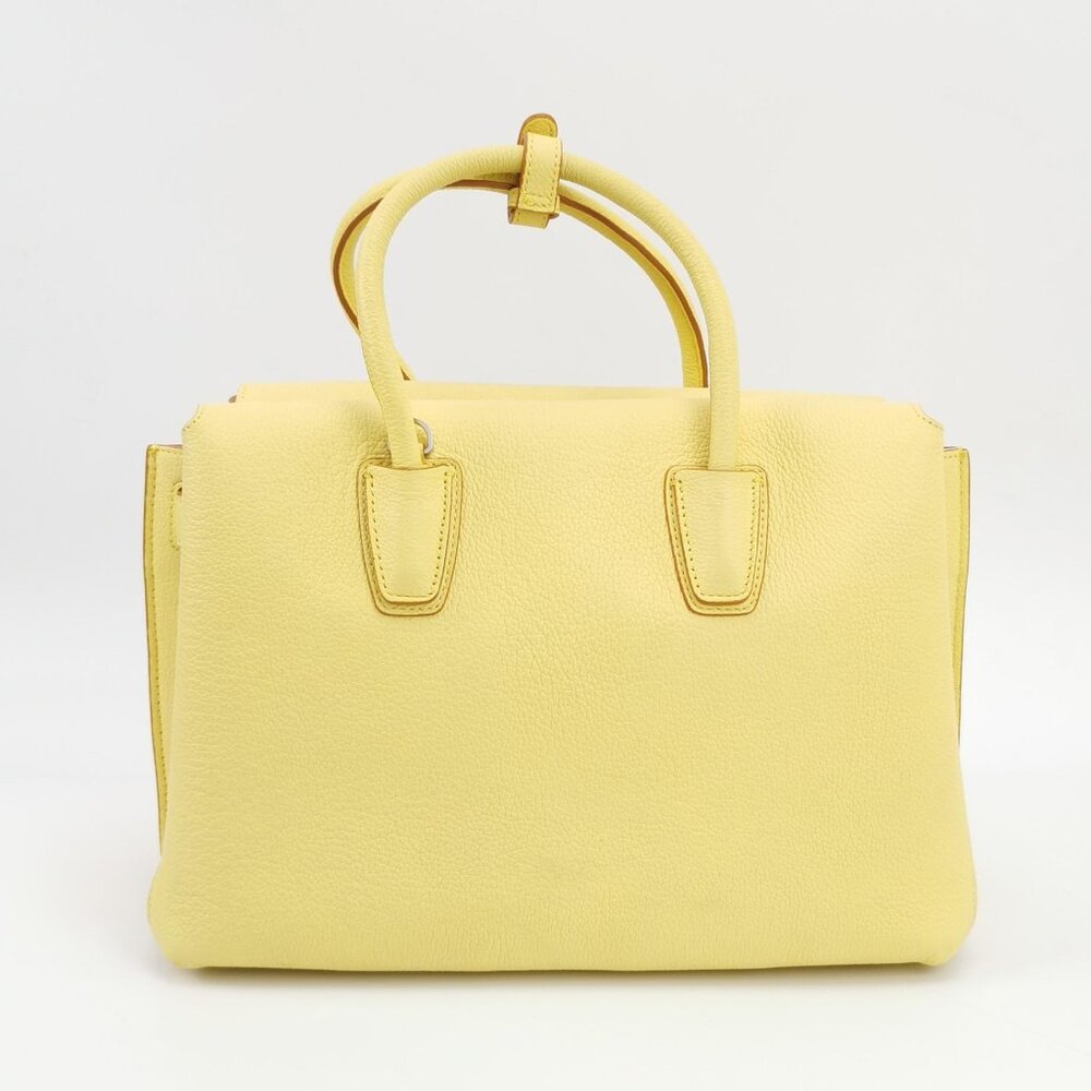 MCM Yellow Leather Medium Milla Top Handle Bag