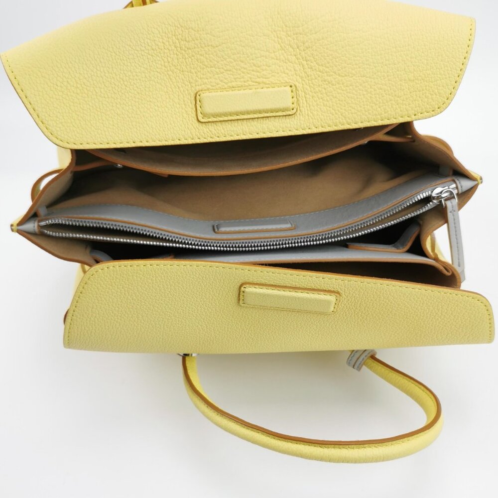 MCM Yellow Leather Medium Milla Top Handle Bag