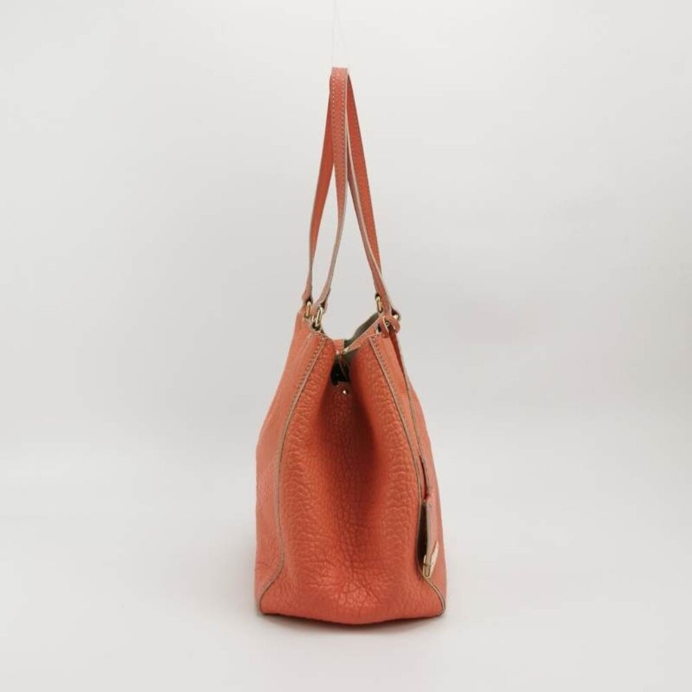 Burberry Orange Embossed Check Leather Small Canterbury Tote Bag