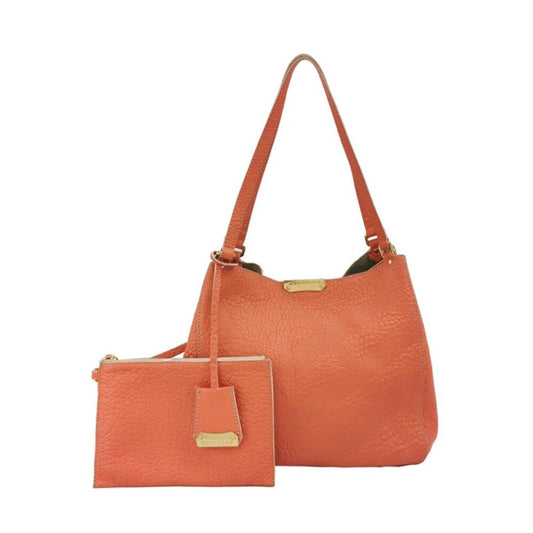 Burberry Orange Embossed Check Leather Small Canterbury Tote Bag