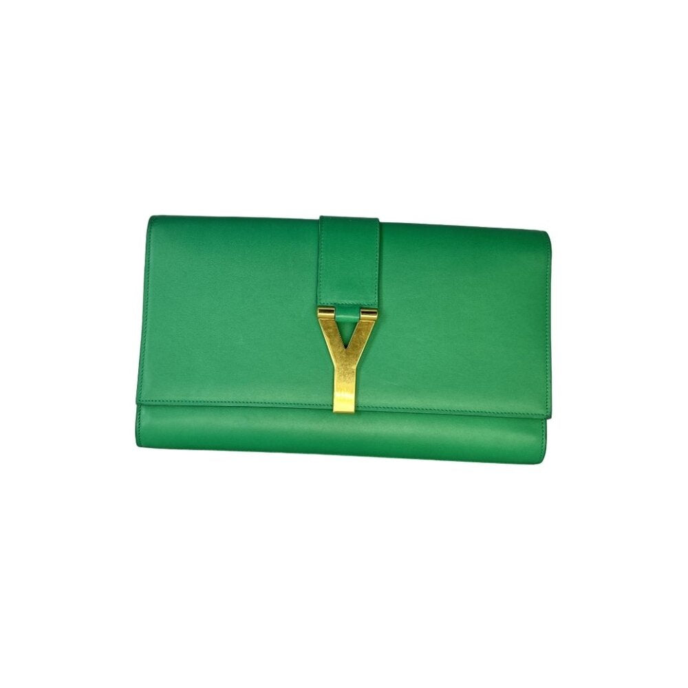 Green Saint Laurent Chyc Ligne Clutch Bag