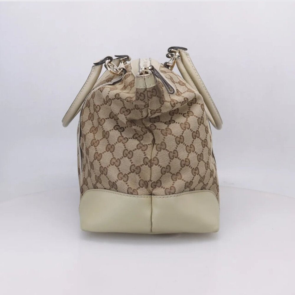 Gucci White GG Canvas Leather Lovely Tote Bag