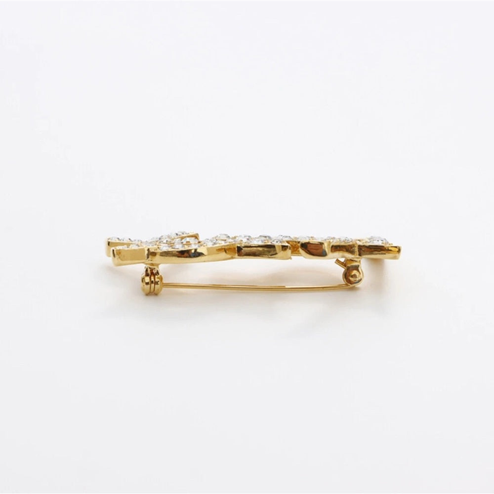 Yves Saint Laurent Gold and Silver Crystal Brooch